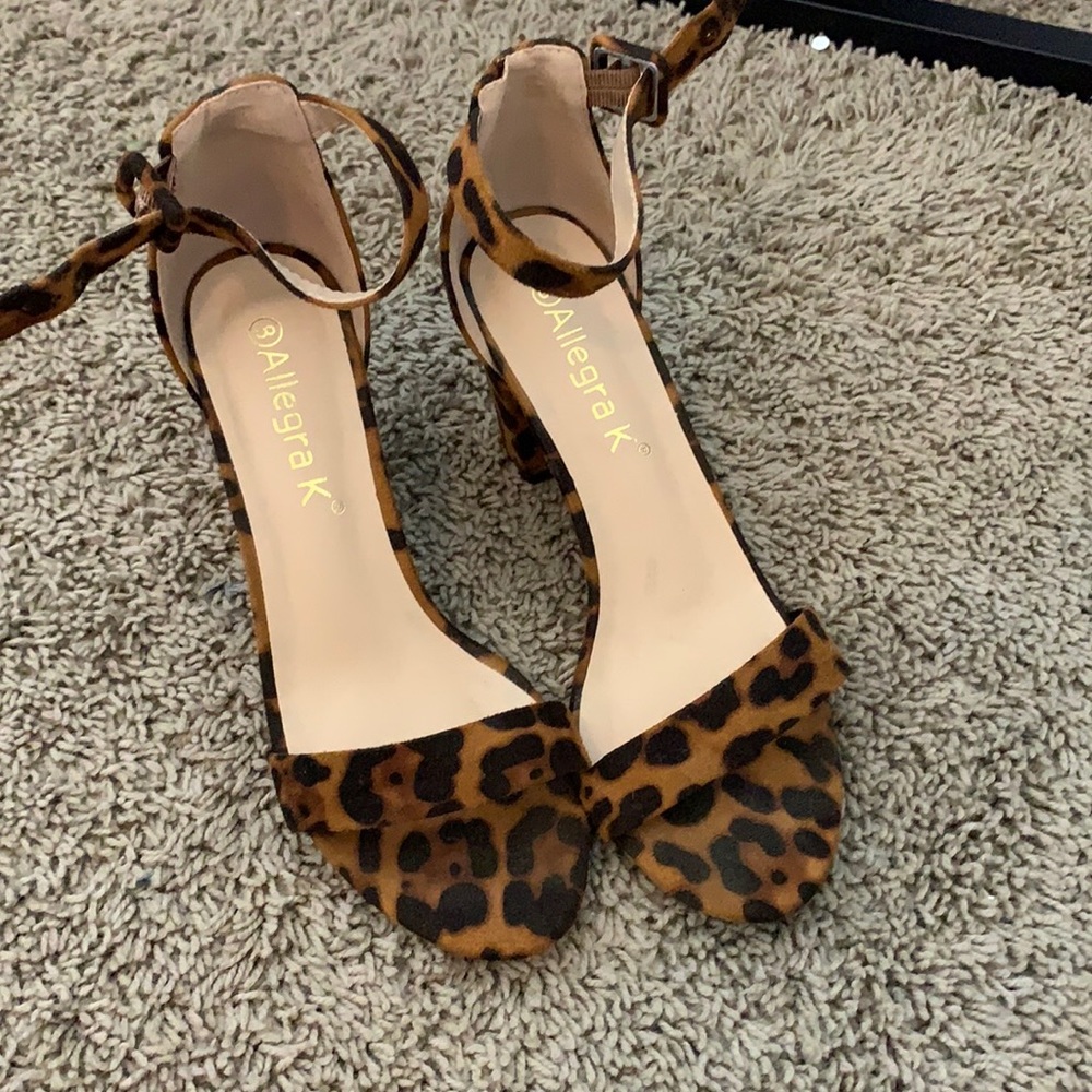 Allegra K Cheetah Sandal Heels